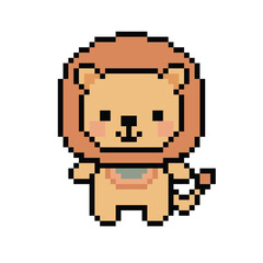 Pixel art cute Kawaii Lion