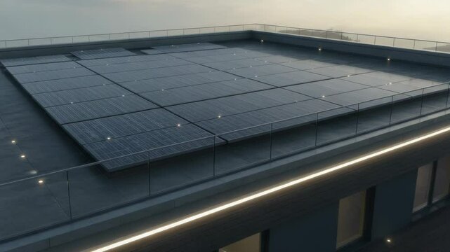 Rooftop solar panel system modern building