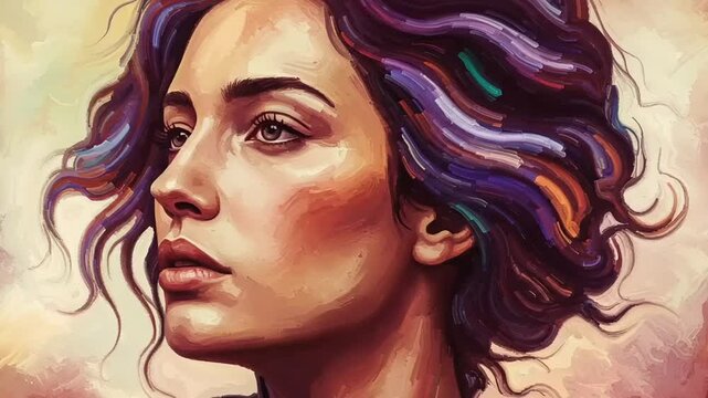 Here is a captivating vector illustration of a woman with long, glamorous hair, showcasing her beautiful face and stylish makeup