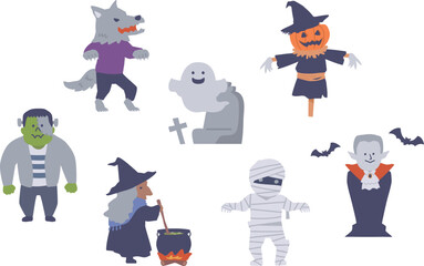 ハロウィンのモンスターのイラストセット © perisuta