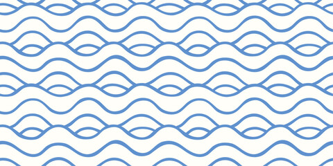Simple minimalistic seamless pattern with sea waves.