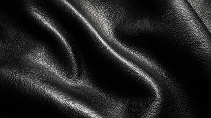 Fototapeta premium Black leather texture with natural grain pattern