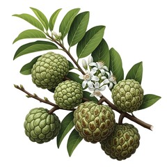 Fototapeta premium Sugar Apple (Annona squamosa) with Green Foliage