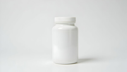 White Pill Bottle on White Background Studio Shot