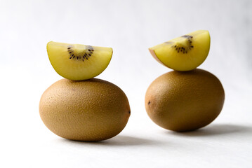 Fresh sungold kiwi fruit on white background, Healthy eating