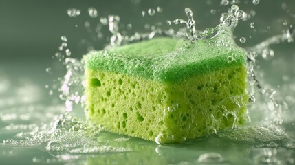 Green cleaning sponge with textured surface