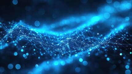 Intricate network of luminous blue connections illuminating the digital future