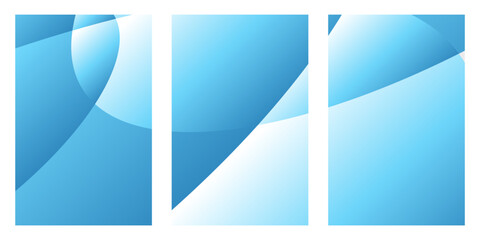 Set of Blue Ribbon Banners for Business or Web Design Template. A set of three blue, graphic book cover. The abstract art features circles and diagonal lines that suggest an open window.