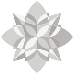 Mysterious four-leaf flower. Mandala, chakra symbol. Geometry chevron ornament. Vector sign