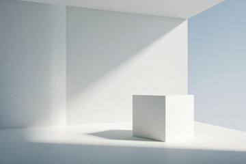 minimalistic d game level featuring single object prominently placed to right