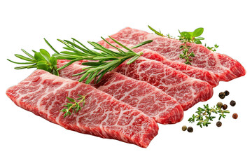 Fototapeta premium Sliced raw beef garnished