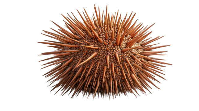 Spiked sphere. Pointed projections on textured, beige surface