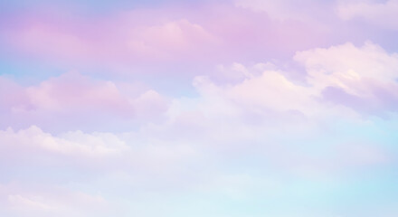Beautiful background of soft, dreamy clouds in gentle pastel colors. A serene and ethereal sky scene in pink, purple, and blue for calm or fantasy concepts.
