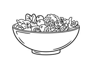 Hand Drawn Illustration of a Colorful Salad Bowl