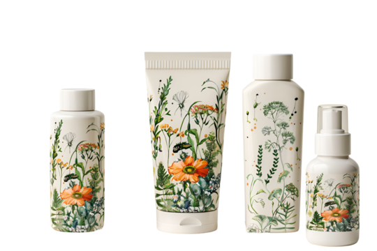 Botanical Body Care Set Floral Design Cream Lotion Spray
