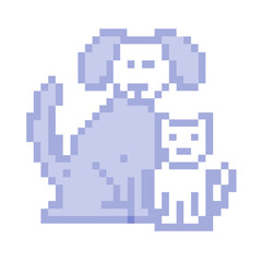 Fototapeta premium Pixelated Black and White Dog and Cat Icons Together in a Unique Design Format