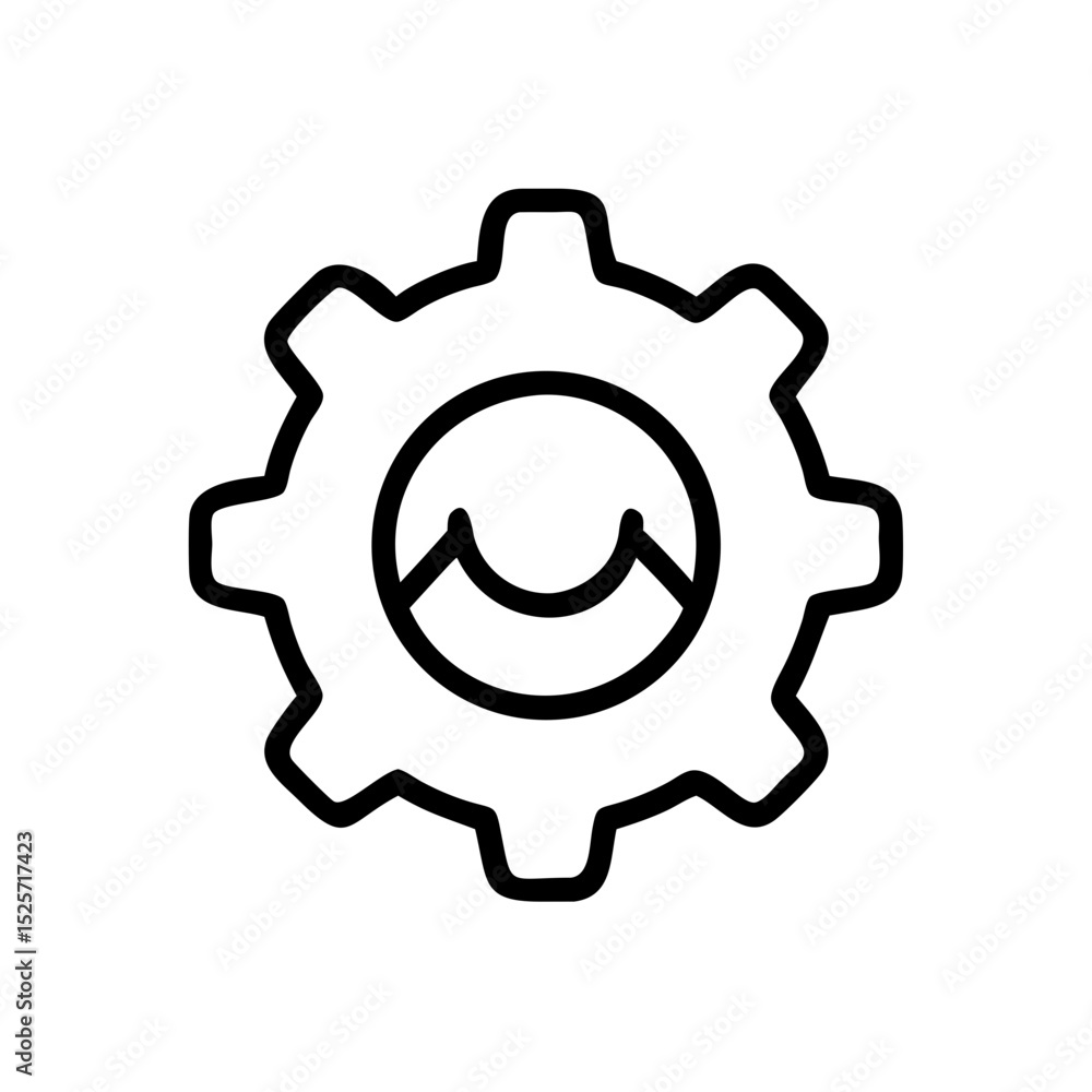 Poster gear icon with wave pattern in center representing engineering and innovation