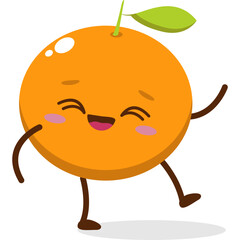 Cute orange character kawai vector for orange mascot. happy face, winking eye,. smile