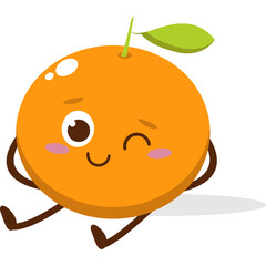 Cute orange character kawai vector for orange mascot. happy face, winking eye,. smile