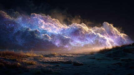 Fototapeta premium Glowing nebula in deep space. Astronomy scene