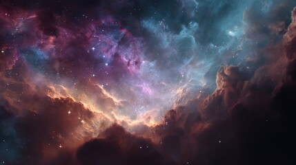 Fototapeta premium Glowing nebula in deep space. Astronomy scene