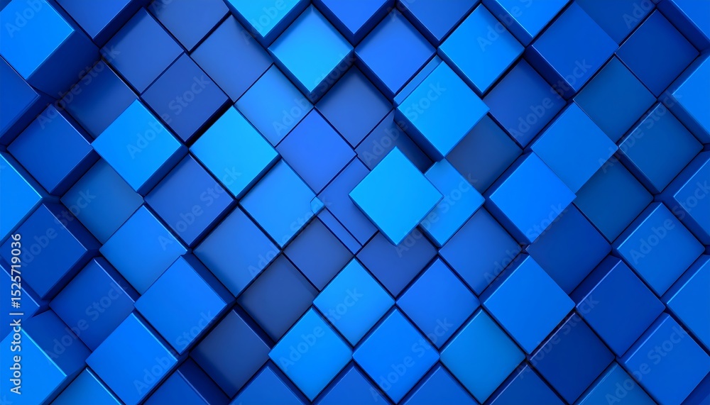 Poster abstract pattern of various shades of blue cubes