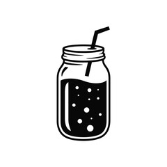 Vintage Style Drink Jar with Straw