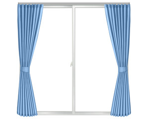 窓と青いカーテンB