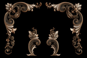 Art Deco Frame Element on Black Background