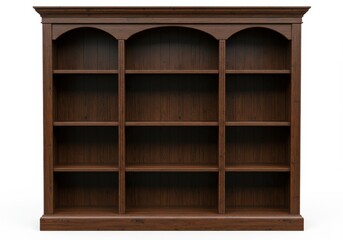 Wooden bookcase with arched top and shelves