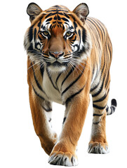 Naklejka premium Tiger strides, powerful orange, black stripes visible