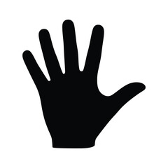 Black Silhouette of a Hand Showing Five Fingers