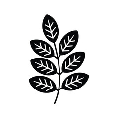 Simple Black and White Branch with Leaves