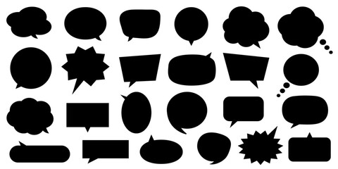 吹き出し　シンプル　シルエット　黒　ベクター　セット