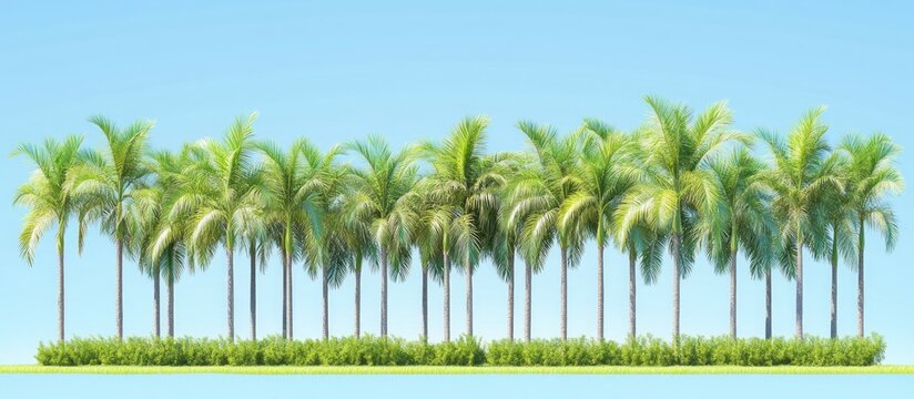 Row of palm trees against a clear sky