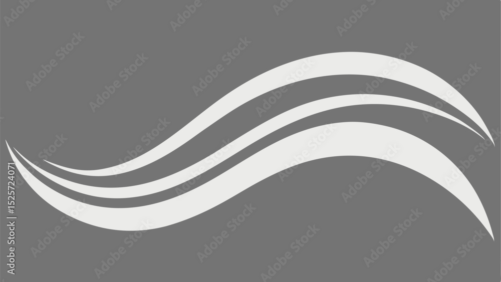 Poster abstract design with flowing white wave elements on a neutral gray background