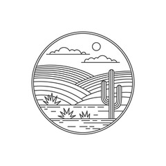 Desert Landscape Line Art Design