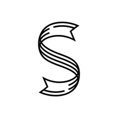 Stylish Monogram Letter S with Ribbon Design