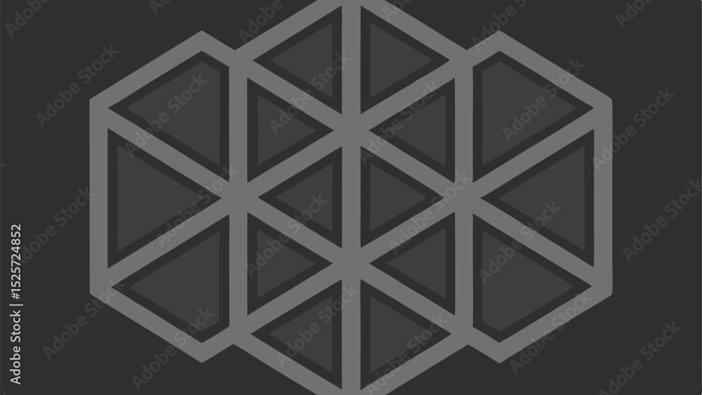 Poster abstract geometric design with overlapping triangles and hexagon shape on transparent background