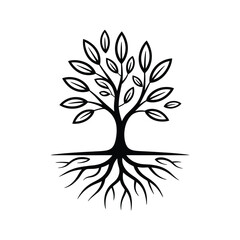 Fototapeta premium Simple Black and White Tree with Roots