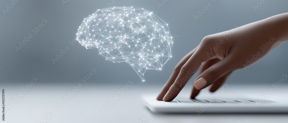 Poster exploring ai innovation in technology virtual environment digital art futuristic viewpoint human int
