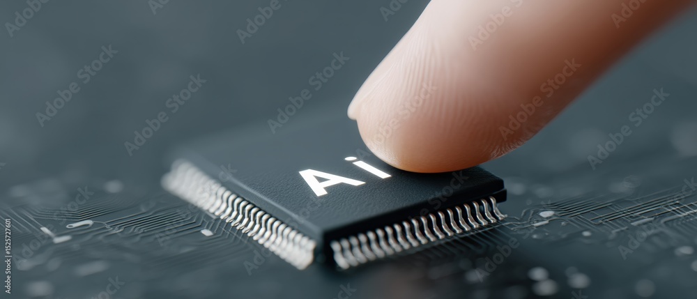 Poster innovative ai technology revolutionizes computing laboratory digital image close-up modern design