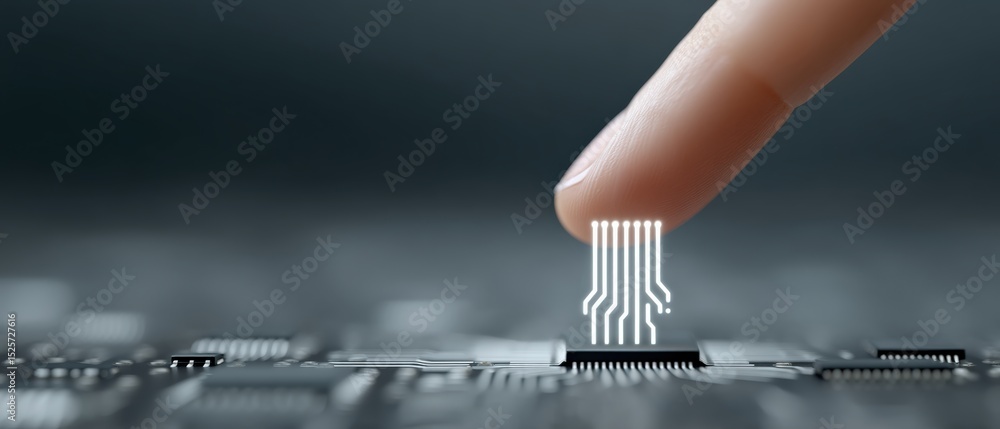 Poster innovative technology action digital circuitry electronic environment close-up view conceptual conne