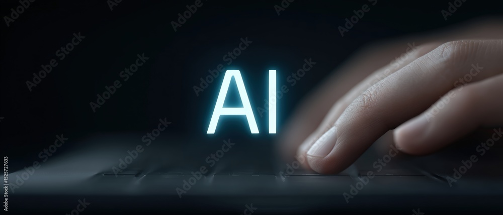 Poster revolutionary ai technology digital workspace visual representation futuristic environment close-up 