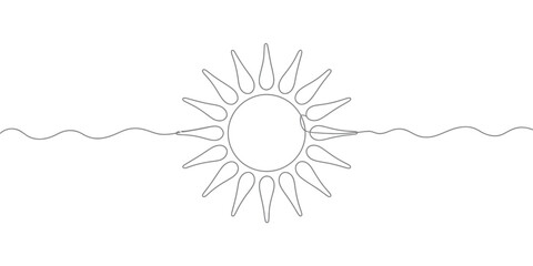 Single Line Drawing of Sun and Waves