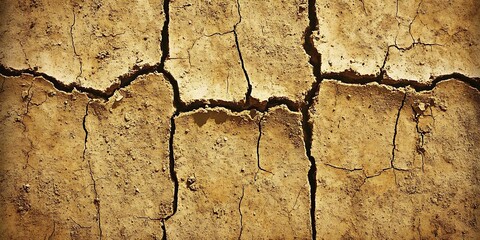 Obraz premium Parched earth textures with deep fissures representing drought effects