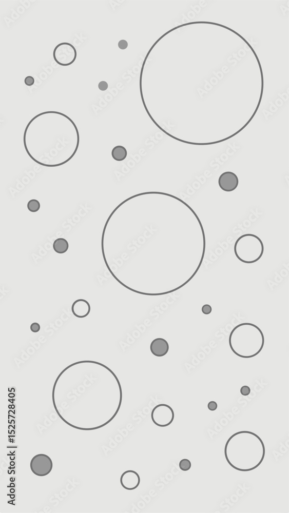 Poster abstract pattern of various sized gray circles with transparent background