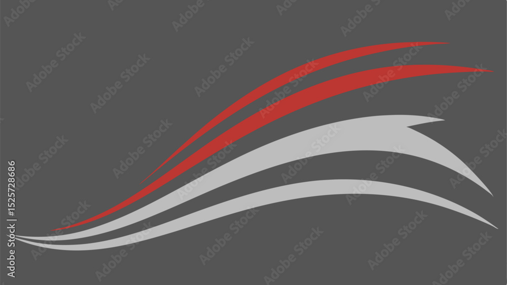 Poster abstract red and grey curved lines design with transparent background