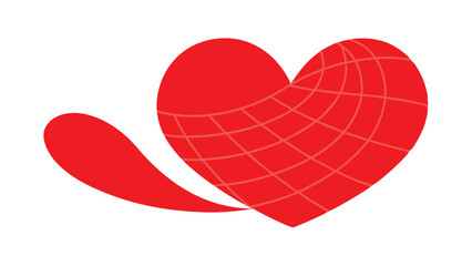 Abstract red heart shape symbolizing love and global connection for design projects