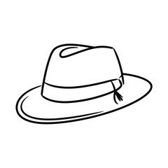 Simple Line Drawing of a Fedora Hat